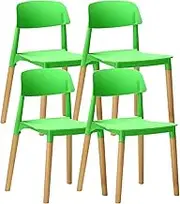 SJIALEN Dining Chair,Home Lazy Chair Computer Bedroom Balcony Plastic Home Chair Milk Tea Shop Lounge Chairs Set of 4 Chairs(Color:Green)