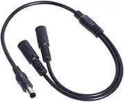 2 Power Cable 5.5x2.1mm Connectors, 1 Female to 2 Male / 1 Male to 2 Female for Security Cameras and Monitors