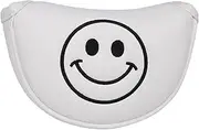 Golf Club Small/Mid Mallet Putter Head Cover Harf Mallet Cover Smiley Face Embroidery with Magnetic Closure