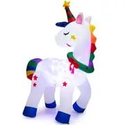 Costway 1.8M Christmas Inflatable Unicorn Outdoor Xmas Decorations LED Color Lights Holiday Birthday Party Decor