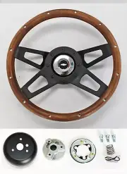 60-69 Chevy Truck C10 C20 13 1/2" 4 spoke wood grip on black steering wheel RWB (for: Chevrolet)