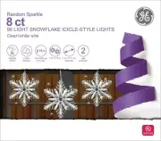 GE RANDOM SPARKLE 8ct SNOWFLAKE ICICLE-STYLE LIGHTS - NEW