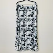 Robert Louis Plus Sz 3X Gray Blue Button Front Slinky A Line Pull On Maxi Skirt