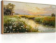 ZUITINGHUA Wood Framed Canvas Wall Art For Living Room Wall Decor For Bedroom Office Wall Decoration Pastoral Scenery Painting Water edge Pictures Artwork Room Aesthetic Home Decor 20x40 In