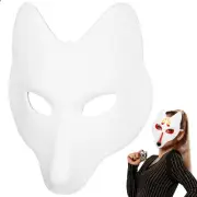 Paintable Animal Mask Wolf White Paper Face Fox Japanese Style Lightweight