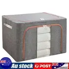 Foldable Clothes Storage Box Wardrobe Organizer Linen for Home Room (Grey 24L) N