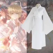 Anime Cosplay White Kimono Yukata Stage Show Costume Men Women Adult S-2XL Cloth