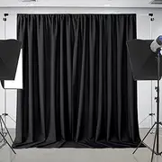 Joydeco Black Backdrop Curtains for Parties, 10x10 Wrinkle Free Black Backdrop Drapes for Birthday Party Home Party, Curtains Backdrop 5ft x 10ft 2 Panels with Rod Pockets
