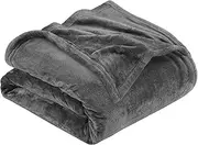 [Utopia Bedding] Fleece Blanket Queen Size Grey 300GSM Luxury Bed Blanket Anti-Static Fuzzy Soft Blanket Microfiber (90x90 Inches)
