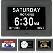 【Newest Version Digital Calendar Day Clocks for Seniors Clock with Day Black