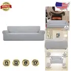 Stylish 4-Seater Sofa Slipcover in Silver Gray - Soft Jacquard Fabric Protector