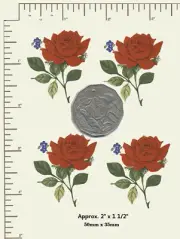 Ceramic decals Decoupage Red rose Flower Floral 2" x 1 1/2" A61