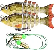 Bass Fishing Bait - Realistic Lure Spinnerbait Multi Jointed Bait | 2X Fishing Accessories Gear, Slow Sinking Crankbait for Bass Trout Salmon Pike Walleye