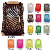 Women's Nylon Fishnet Long Sleeve Blouse Top Cover Up - U.S. Juniors