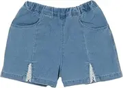 Cres cent(クレセント) Crescent Jeans, Stretch Denim, Half Length PT, S, 110 Girls, Sax, Saxon Blue, 110