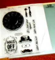 CTMH C1593 HATS OFF ~ CLOCK FACE, It'ssthat time again!, Top Hat, Spectacles