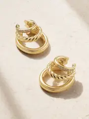 [David Yurman] David Yurman - Dy Mercer 18-karat Gold Diamond Hoop Earrings - One size One size Gold