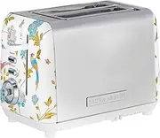 VQ Laura Ashley Elvenden Multi-Functional 2 Slice Toaster with Adjustable Heating and Defrost Mode, White/Silver