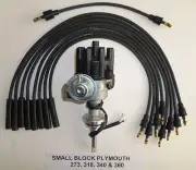 PLYMOUTH 273 318 340 360 BLACK Small Female Cap HEI Distributor+Spark Plug Wires