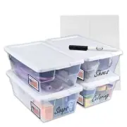 6 Quart Stackable Lightweight Plastic Storage Bins with Lids for