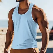 Men's Tank Top Vest Undershirt Sleeveless Shirt Sleeveless Crewneck Summer Solid Color Plain Fashion Classic Comfortable Street Casual Sports Black White Red T