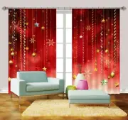 3D Red Background Balloon O11 Christmas Photo Curtain Printing Fabric Window An