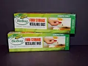 2 Boxes BioBag Bio Bag Food Storage Resealable Bags 20 Quart Size Each New (d)