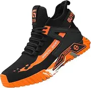 [BIAJIAZHUA] Steel Toe Shoes Anti-Puncture Anti-Smash, Safety Shoes for Men Composite Toe Lightweight Anti-Colision, Steel Toe Boots for Men Working Boots Comfortable Breathable(Orange,9.5)