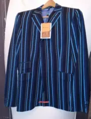 BRAND NEW w TAGS Ben Sherman Jacket Medium Blue Black Striped