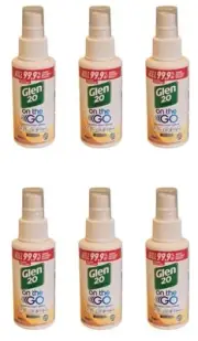 6 X Glen 20 On The Go 100mL Disinfectant Spray Citrus Notes KILLS 99.9% GERMS