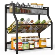 3 Tier Spice Rack, Kitchen Storage Organizer Shelf for Countertop, Metal Seas...