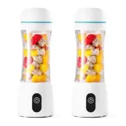 NNEAGS 2X 380ml Portable Mini USB Rechargeable Handheld Fruit Mixer Juicer White