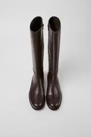 Mil Brown leather and textile black boots for women