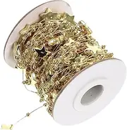 Tofficu 1 Roll Pentagram Bead String Van Jewelry Clasps Stainless Wire Fuse Beads Silver Necklace Chain Star Bracelets Chains Ribbon Stand Number Charms Craft Kits Display Golden Plastic