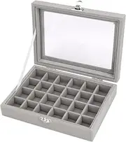 TSLBW Velvet Jewellery Box Jewellery Organiser for Ring Earring Necklace Jewellery Display Box Storage Box Jewellery Showcase with Lid for Women Girl (gray)