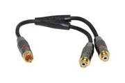 Male to RCA to 2 RCA Female Cable - 0.2M