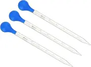 uxcell Graduated Dropper Pipettes Kit, 3pcs 10ml Borosilicate Glass Pipette with Rubber Cap for Transfer Liquid for Lab, Chemistry, Clear