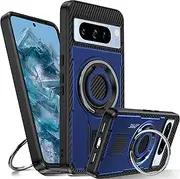 [Tuvror] Google Pixel 8 Pro Case with Kickstand.[360° Rotating Ring and Kickstand] Rugged Shockproof Protective Case for Pixel 8 Pro - Blue
