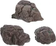 UPKOCH 3pcs Simulation Rocks - Decorative Fake Rocks for Terrarium Aquarium Zen Garden Realistic Miniature Stone Models Fairy Garden Accessories