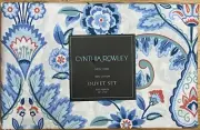 CYNTHIA ROWLEY BLUE JACOBEAN FLORAL FULL QUEEN DUVET COVER SET W/ SHAMS