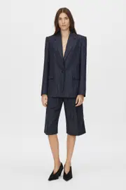 Clemence Tailored Short in Navy Pinstripe - CAMILLA AND MARC® C&M