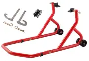 BIKETEK SERIES 3 RED REAR PADDOCK STAND WITH HOOK ADAPTORS AND 8MM BLACK BOBBINS