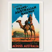 Galrie Trans Australian Railway Vintage Poster Outback Adventure Art, White Frame, A4 21 x 30cm (8 x 12inch)