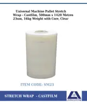 Universal Machine Pallet Stretch Wrap Film Castfilm 500mmx1420m 23um Clear