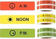 Medicine Stickers Medication Instruction Label Permanent Paper Label AM NOON PM for Pill case Planner 0.4 * 1.6inch (500 per Roll 3 Pack)