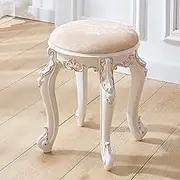 Chairs,Round Vanity Stool with Resin Leg, Makeup Vanity Chair, Dressing Makeup Stool, Padded Piano Seat Chair/Beige/35 * 35 * 43Cm