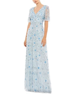 Mac Duggal Embellished Empire Ruffle Hem A-Line Gown Women's