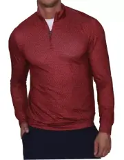 TailorByrd Mens 1/4 Zip Pullover XXL Golf Performance Burgundy Geo Quarter QZ