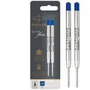 Parker Quink Flow Ballpoint Refill for Ballpoint Pens Medium Blue Pack 2