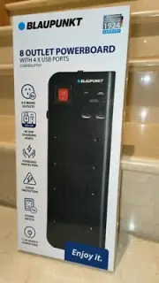 BLAUPUNKT 8 OUTLET POWERBOARD WITH 4 X USB (USB-A And C) BRAND NEW